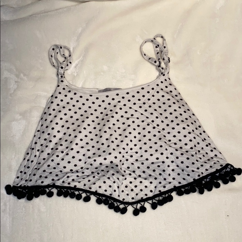 polka dot cropped tank with adjustable straps